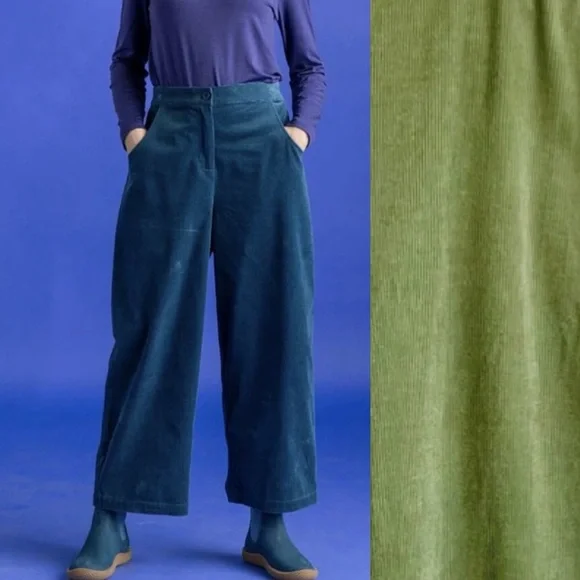 Gudrun Sjoden Corduroy Pants Wide Leg Trousers Spring Green XL - Picture 1 of 10